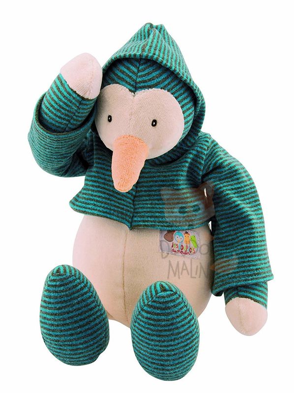  les loupiots julien pingouin peluche bleu beige 